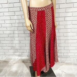Chaus‎ Vintage Red Maxi Pattern Skirt Boho Flowing Skirt